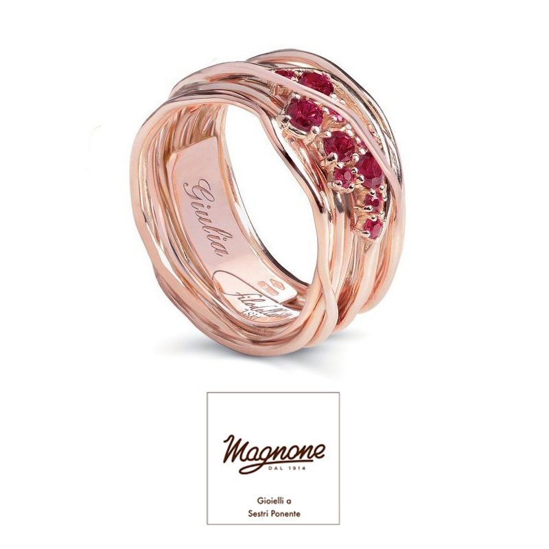 13 fili oro rosa 18Kt e 10 rubini ct 0.35 € 2.200,00