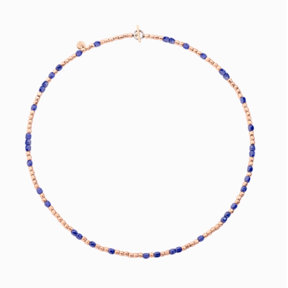 Collana mini Granelli oro rosa ceramica blu € 1.500