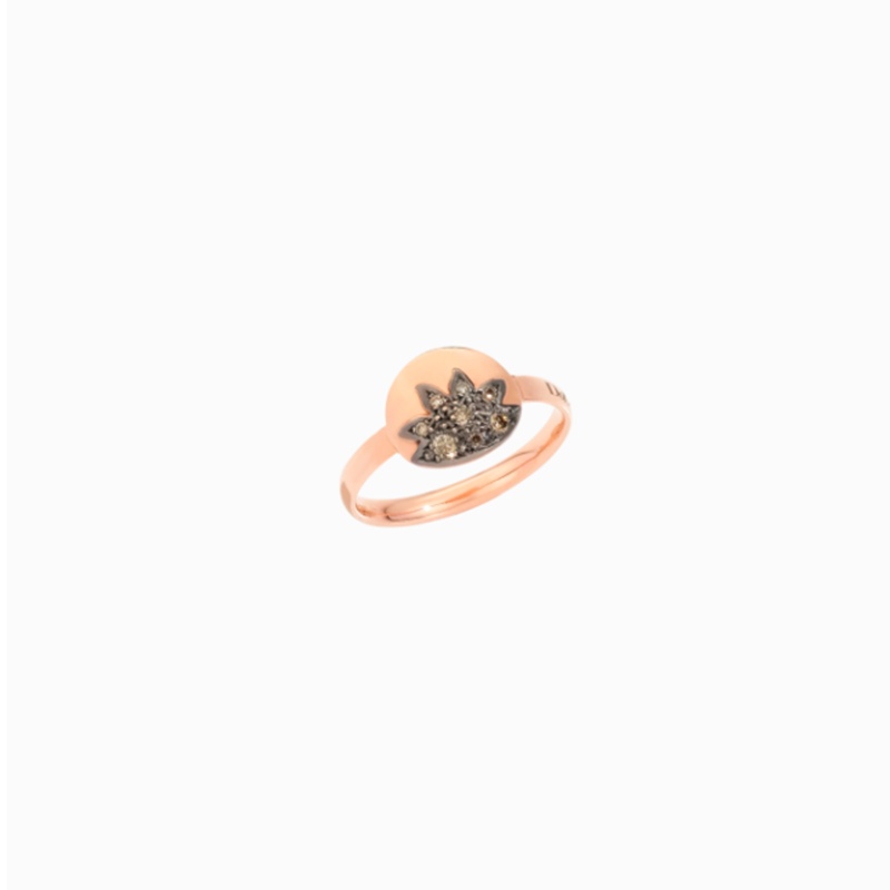 Anello Moon & Sun - Sole - Oro Rosa Diamanti Brown € 490